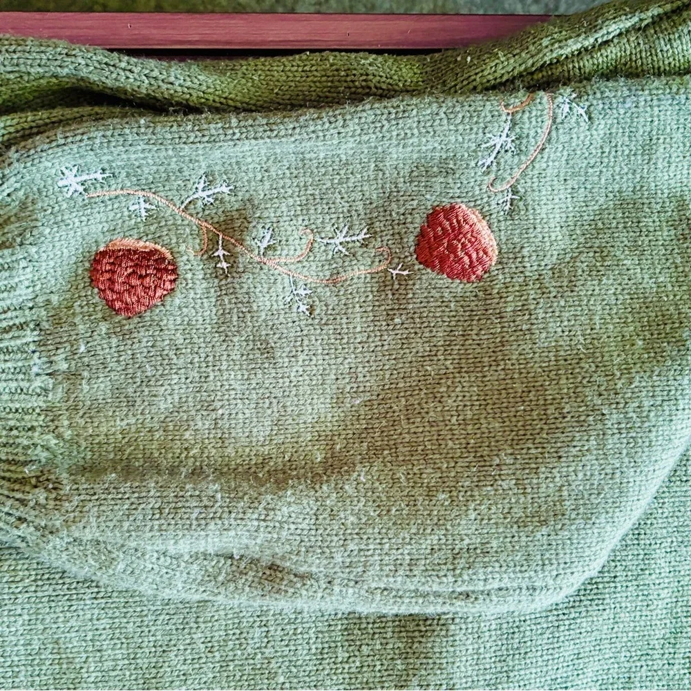 Unbranded Sz L Green and Brown Women's Cardigan with Embroidered Fox Design - Picture 7 of 10